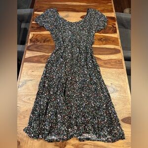 Papillon Blanc Floral Midi Dress - Black and Multicolor